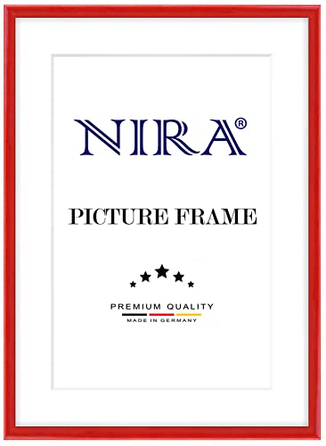NiRa Massiv Holz Bilderrahmen Schmal 32 x 40 cm in Rot Hochglanz | Farbe und Größe wählbar | Rahmen für Poster | Puzzle | Foto collage HD123 von NiRa