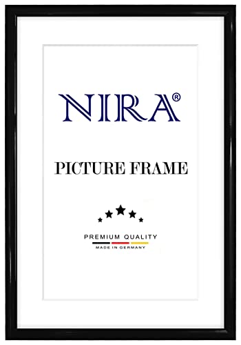 NiRa Massiv Holz Bilderrahmen Schmal 60 x 90 cm in Schwarz Hochglanz | Farbe und Größe wählbar | Rahmen für Poster | Puzzle | Foto collage HD072 von NiRa