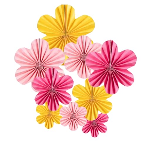 Niaciswe Blume faltbar Papierblume Dekoration rosa gelbe Blumen Decke Papierfächer dekoration aus Papier für Hochzeiten Feste Partys Geburtstage Hintergrunddekoration Innen- Außenbereiche Blumendeko von Niaciswe