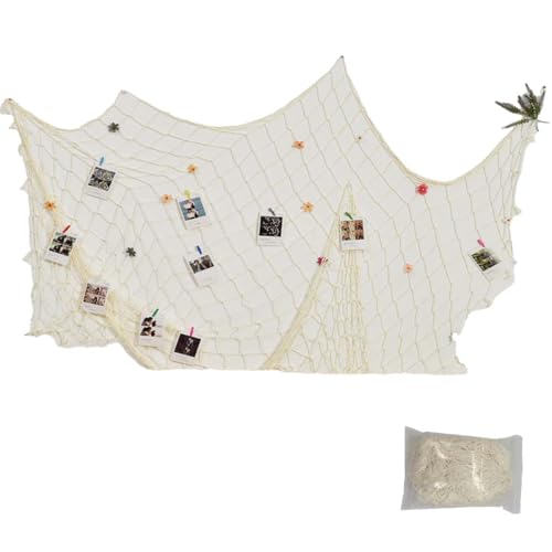 Niaciswe Fischernetz 200cm x 150cm Wand Dekoration Fischernetz Deko Groß Wurfnetz Fotowand Deco Mesh Wandbehang Netz für Party Festival Hochzeit Fotostudio Bar Innenausstattung Außendekoration von Niaciswe