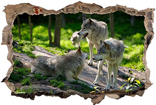 Wandaufkleber 3D Spiegel Ansicht Durchbrechen die Mauer Vinyl Wandsticker Wolfsrudel Rudel Wölfe Wald Entfernbarer DIY Vinyl Wandtattoo für Wohnzimmer, Schlafzimmer,Kinderzimmer 60x90cm Wandaufkleber 3D Spiegel Ansicht Durchbrechen die Mauer Vinyl Wandsticker Wolfsrudel Rudel Wölfe Wald Entfernbarer DIY Vinyl Wandtattoo für Wohnzimmer, Schlafzimmer,Kinderzimmer 60x90cm von Nian