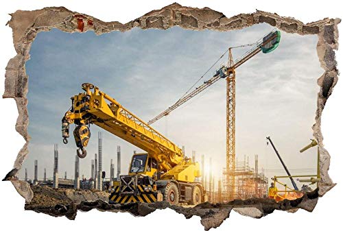 Wandtattoo Wandsticker Wandaufkleber 3D-Effekt Durchbruch Bau Kran Kranwagen Baustelle für Babyzimmer Kinderzimmer 70x110cm Wandtattoo Wandsticker Wandaufkleber 3D-Effekt Durchbruch Bau Kran Kranwagen Baustelle für Babyzimmer Kinderzimmer 70x110cm von Nian