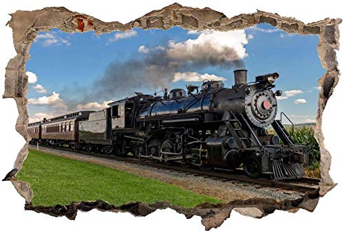 Wandtattoo Wandsticker Wandaufkleber 3D-Effekt Durchbruch Dampflok Eisenbahn für Babyzimmer Kinderzimmer 60x90cm Wandtattoo Wandsticker Wandaufkleber 3D-Effekt Durchbruch Dampflok Eisenbahn für Babyzimmer Kinderzimmer 60x90cm von Nian