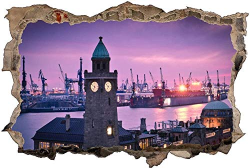Wandtattoo Wandsticker Wandaufkleber 3D-Effekt Durchbruch Hamburg Stadt Nacht Hafen für Babyzimmer Kinderzimmer 53x80cm Wandtattoo Wandsticker Wandaufkleber 3D-Effekt Durchbruch Hamburg Stadt Nacht Hafen für Babyzimmer Kinderzimmer 53x80cm von Nian