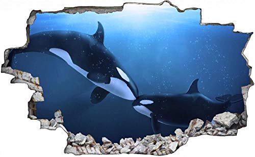 Wandtattoo Wandsticker Wandaufkleber 3D-Effekt Durchbruch Orca Killerwal Wal für Babyzimmer Kinderzimmer 70x110cm Wandtattoo Wandsticker Wandaufkleber 3D-Effekt Durchbruch Orca Killerwal Wal für Babyzimmer Kinderzimmer 70x110cm von Nian