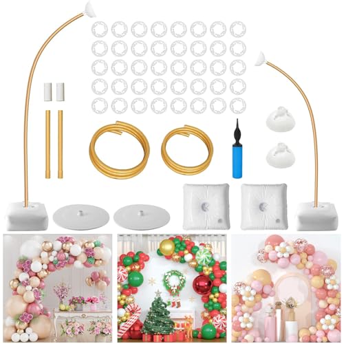 Ballonbogen Gestell Kit, 2.5M & 1.5M Verstellbarer Ballonständer, Freie Biegung Ballonständer, Luftballon Bogen Gestell Für Geburtstag, Hochzeit, Graduation Party, Jubiläum (Gold) von Niannianmi