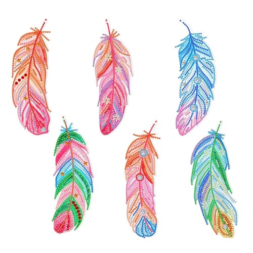 6 Stück Diamant painting Lesezeichen,Diamant-Malerei Lesezeichen Kits für Erwachsene,Diamond Painting Lesezeichen,bastelset,DIY Lesezeichen Bastelset (Feder3) von Nianxi