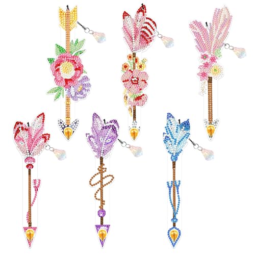 6 Stück Diamant painting Lesezeichen,Diamant-Malerei Lesezeichen Kits für Erwachsene,Diamond Painting Lesezeichen,bastelset,DIY Lesezeichen Bastelset (Pfeil und Bogen) von Nianxi