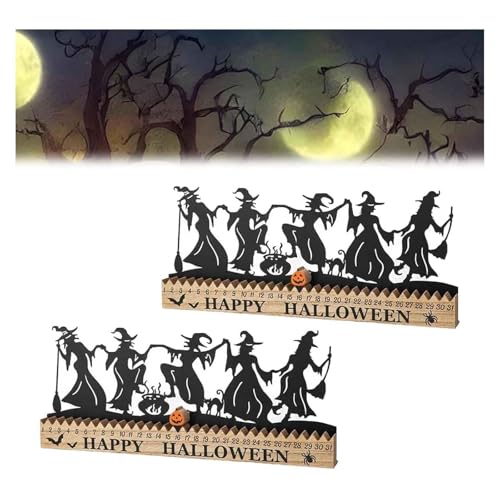 Halloween Tanzende Hexe Countdown Tischschild, 45,7 cm L Halloween Holz & Metall Tischdekoration, tanzende Hexe Silhouette Countdown Tischschild, Ornament, Adventskalender, Tischplatte, gruselige Halloween Tanzende Hexe Countdown Tischschild, 45,7 cm L Halloween Holz & Metall Tischdekoration, tanzende Hexe Silhouette Countdown Tischschild, Ornament, Adventskalender, Tischplatte, gruselige von Niblido