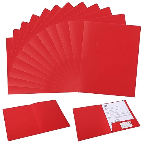 Two-pocket Portfolios A4 Chemises à Double Poches Ordner, 12PCS A4 Kraftpapier 2 Tasche Dokumentenmappe Papier Präsentationsmappe für Dateien, Besprechungen, Berichte, Bürobedarf (Rot) von Niboken