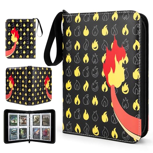 Sammelkarten Album, Sammelalbum Karten Halter Sammelmappe Transparent mit 400 Pockets/ 50 Seiten Karten Hüllen, PU-Leder Binder, Kompatibel für Karten, MTG Magic (Schwarz) von Niboken