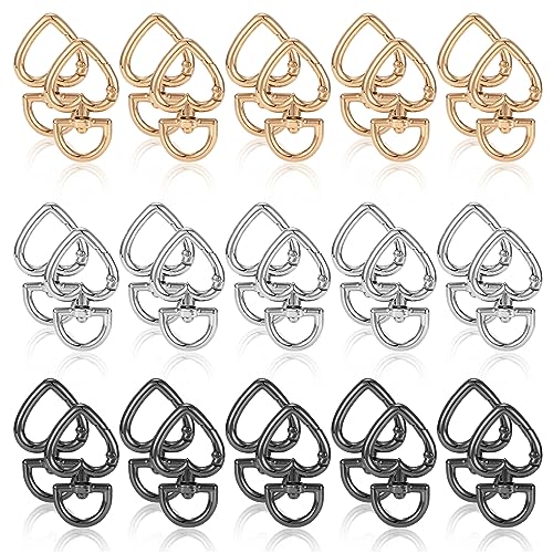 Schlüsselanhänger Herz Karabiner Haken Hummer, 30PCS Schlüsselringe D-Ring Clip Federhaken Metall Schlüsselbund für Schmuck Handtaschen DIY Kunsthandwerk Schmuckherstellung von Niboken