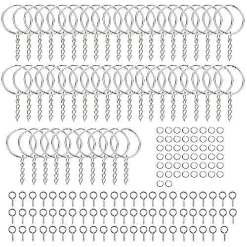 150 Stück Schlüsselring mit Kette Split Ringe Metall Schlüsselanhänger, Keychain Ring Selber Machen für Schmuckherstellung DIY von NiceLand