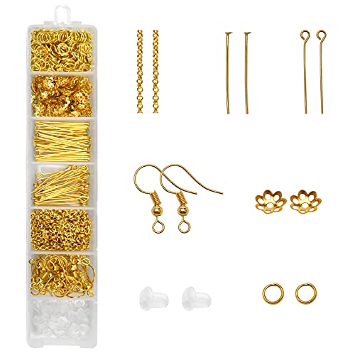 NiceLand Schmuckherstellung Set 520 Stück Golden Schmuck Basteln Werkzeug Kit mit Zubehör Ohrringherstellungssätze Schmuck Reparatur für Anfänger Frauen Halskette Armband von NiceLand