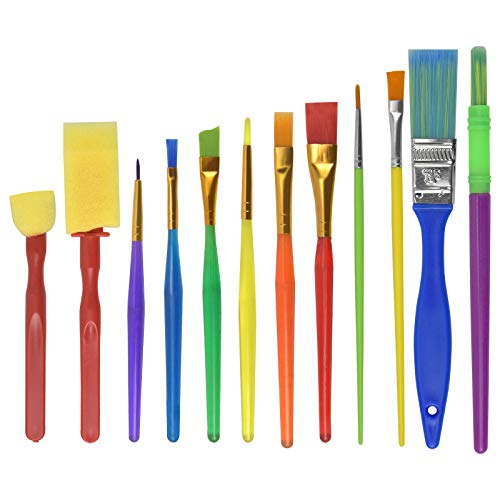 Pinsel Set, 12PCS Kinder Malwerkzeuge Set,Malpinsel,für die Schule Zuhause, Kinderpinsel Set für Anfänger Malpraxis von NiceLand