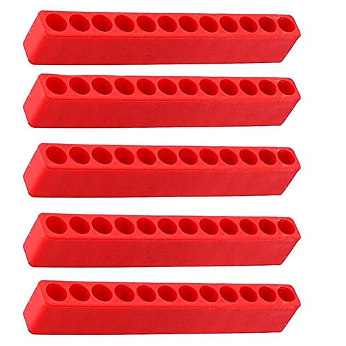 Nicedier 12 Holes Hex Bit Organizer Kunststoff Schraubendreher Bithalter Bohrkopf Aufbewahrungskoffer Box Block für Sechskantschaft Bits Red 5PCS von Nicedier