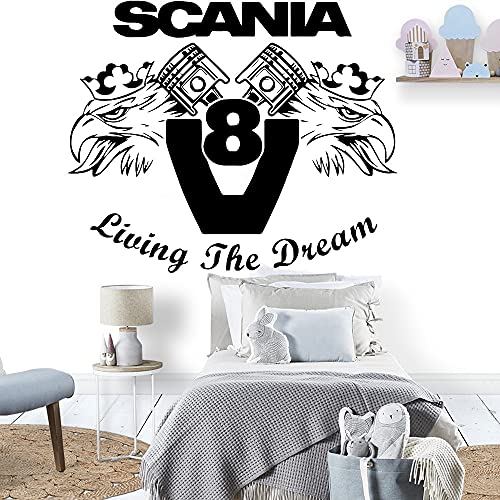 Fahrzeug-Auto-Wand-Aufkleber Scania Living The Dream V8 Svempra s Vinyl Kindergarten Wand Abziehbilder Hause Dekor Teen Schlafzimmer42x34cm von NiceeemanN