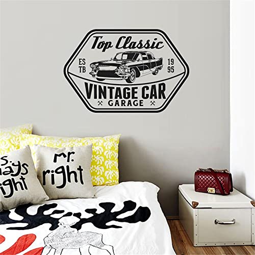 Top-Classic-Vintage-Car-Garage-Wand-Aufkleber-Abziehbild-Auto-Werkstatt-Auto-Reparatur-Wand-Kunst-Dekoration 42x63cm von NiceeemanN