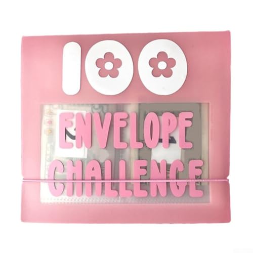 Niceminiwall 100 Umschläge Challenge Sparbinder mit 100 beschrifteten Fächern, wasserdichtes, transparentes PVC-Geldumschlagsystem für Budgetplanung und Geldsparen, organisiert (Rosa) von Niceminiwall