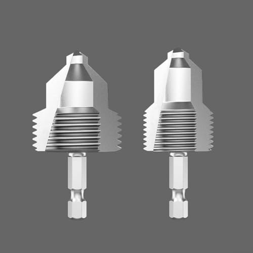 Niceminiwall 3-in-1-Dreiblatt-Gewindebohrer zum Bohren, Gewindeschneiden und Erweitern von Rohren, Hochgeschwindigkeitsstahl-Sechskantschaft-Einfädelwerkzeug für Rohrreparatur, kompatibel mit (C) von Niceminiwall