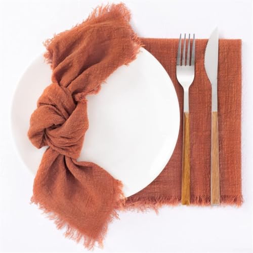 Niceminiwall Baumwoll-Leinen-Servietten mit Quastenrändern, waschbare Quasten-Servietten, 41,9 x 41,9 cm, für Hochzeit, Party, Abendessen, Event, Tischdecken (orange) von Niceminiwall