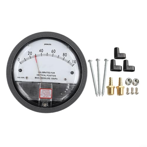 Niceminiwall Differenzdruckmessgerät, Barometer, analoges Manometer, Luftdruckmessgerät, -68 bis 100 kPa Bereich, Aluminiumkonstruktion für Reinräume, pharmazeutische Fabriken (0–100 Pa) von Niceminiwall