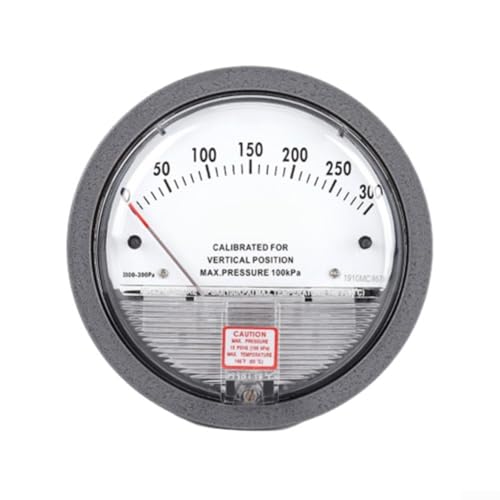 Niceminiwall Differenzdruckmessgerät, Barometer, analoges Manometer, Luftdruckmessgerät, -68 bis 100 kPa Bereich, Aluminiumkonstruktion für Reinräume, pharmazeutische Fabriken (0–300 Pa) von Niceminiwall