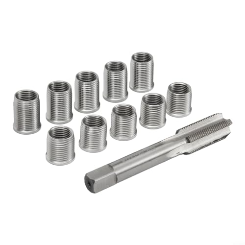 Niceminiwall Gewindereparatursatz M10 x 1,0 Edelstahleinsätze mit Hochgeschwindigkeitsstahl-Gewindebohrung, professionelle Gewindebohrung, Reparaturwerkzeuge für Motoren, Generatoren, Industrie (0) von Niceminiwall
