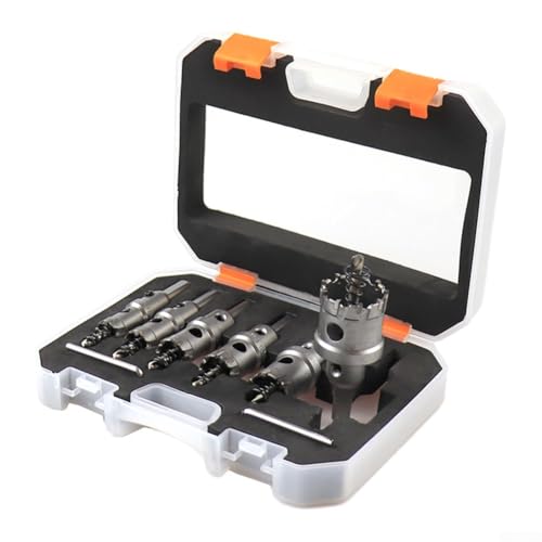 Niceminiwall Hartmetallbestücktes Kernbohrer-Set mit Sechskantschaft zum Schneiden von Edelstahl, Metall, Kupfer, Messing, Aluminium und Acryl, 16–35 mm, 8 Stück, inklusive 2 Sechskant-Bohrern Niceminiwall Hartmetallbestücktes Kernbohrer-Set mit Sechskantschaft zum Schneiden von Edelstahl, Metall, Kupfer, Messing, Aluminium und Acryl, 16–35 mm, 8 Stück, inklusive 2 Sechskant-Bohrern von Niceminiwall