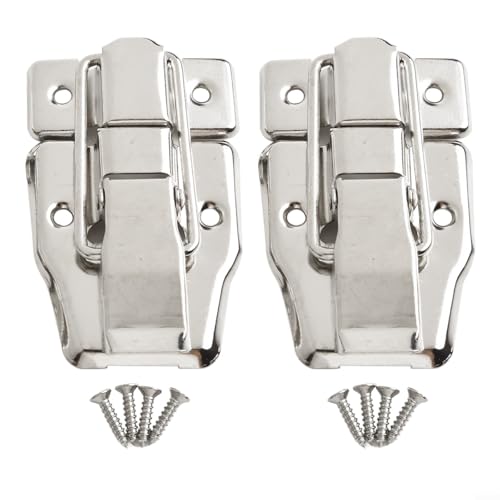 Niceminiwall Knebelverschluss für Koffer, Werkzeugkasten, Truhe, Eisen, Silber, 78 x 48 mm, Doppelpack (0) von Niceminiwall