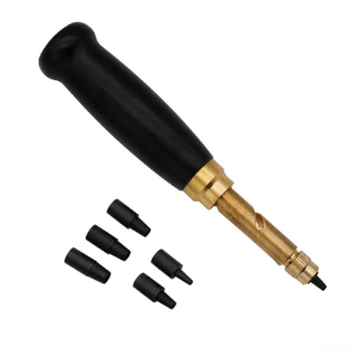 Niceminiwall Leder-Lochstanzer-Set mit 6 austauschbaren Spitzen, 1,5–4 mm, automatisches Schraubenstanzwerkzeug für Gürtel, Uhrenarmbänder, Lederwaren, Papier und Nähprojekte, (B) von Niceminiwall