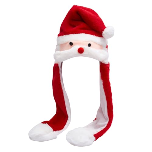 Niceyoeuk Weihnachtsmütze mit beweglichen Ohren, niedlicher Weihnachtsmann-Elch, Plüsch, weich, Winter, warm, Partyhut für Frauen und Mädchen (Weihnachtsmann, Einheitsgröße) von Niceyoeuk
