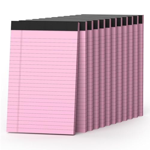 360 Blatt rosa Notizblöcke, 12,7 x 20,3 cm, 12 Stück, kleine Rechtsblöcke, liniertes Papier mit mikroperforiertem Schreibblock, 30 Blatt pro Block, kleiner Notizblock für Schule, Büro und Heimbedarf von Nichela