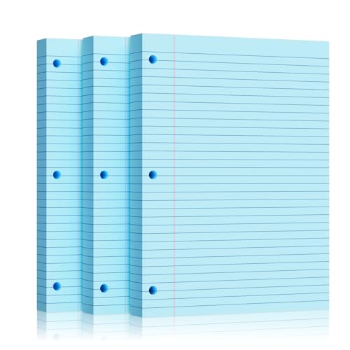 Blaues Loseblattpapier, 300 Blatt, 20,3 x 26,7 cm, College-liniert, 3-fach gelocht, Notizpapier für 3-Ringbinder, Notizblock, Schreibnotizblöcke, To-Do-Listen für Büro- und Schulbedarf Blaues Loseblattpapier, 300 Blatt, 20,3 x 26,7 cm, College-liniert, 3-fach gelocht, Notizpapier für 3-Ringbinder, Notizblock, Schreibnotizblöcke, To-Do-Listen für Büro- und Schulbedarf von Nichela