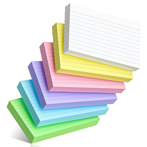 Farbige Karteikarten, 7,6 x 12,7 cm, linierte Karteikarten, Lernkarten, College, liniert für Schule, Uni, Büro und Zuhause, langlebige Aufgabenliste, Notizkarten mit linierten Linien, 300 Stück von Nichela