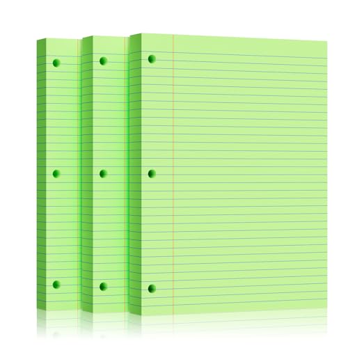 Grünes Loseblattpapier, 300 Blatt, 20,3 x 26,7 cm, College-liniert, 3-fach gelocht, Notizpapier für 3-Ringbinder, Notizblock, Schreibnotizblöcke, To-Do-Listen für Büro- und Schulbedarf Grünes Loseblattpapier, 300 Blatt, 20,3 x 26,7 cm, College-liniert, 3-fach gelocht, Notizpapier für 3-Ringbinder, Notizblock, Schreibnotizblöcke, To-Do-Listen für Büro- und Schulbedarf von Nichela