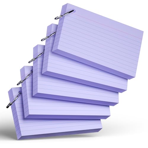 Karteikarten mit Ring, 7,6 x 12,7 cm, schwere, linierte Karteikarten, Lernkarten für Schul- und Bürobedarf und Heimorganisation, langlebige Notizkarten mit linierten Linien, Violett, 250 Stück Karteikarten mit Ring, 7,6 x 12,7 cm, schwere, linierte Karteikarten, Lernkarten für Schul- und Bürobedarf und Heimorganisation, langlebige Notizkarten mit linierten Linien, Violett, 250 Stück von Nichela