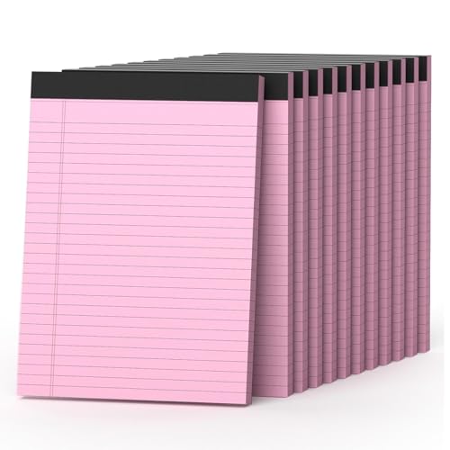 Notizblöcke, 21,6 x 27,9 cm, breit, liniert, mit mikroperforiertem Schreibheft, 30 Blatt pro Block, To-Do-Liste, Notizblock für Schule, Büro und Heimbedarf, Rosa, 360 Blatt Notizblöcke, 21,6 x 27,9 cm, breit, liniert, mit mikroperforiertem Schreibheft, 30 Blatt pro Block, To-Do-Liste, Notizblock für Schule, Büro und Heimbedarf, Rosa, 360 Blatt von Nichela