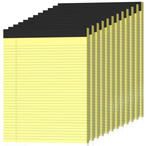 Notizblöcke, 21,6 x 27,9 cm, liniert, gelb, 21,6 x 27,9 cm, mikroperforiert, 600 Blatt insgesamt, liniert, für Büro, Schulbedarf und To-Do-Listen, 12 Stück Notizblöcke, 21,6 x 27,9 cm, liniert, gelb, 21,6 x 27,9 cm, mikroperforiert, 600 Blatt insgesamt, liniert, für Büro, Schulbedarf und To-Do-Listen, 12 Stück von Nichela