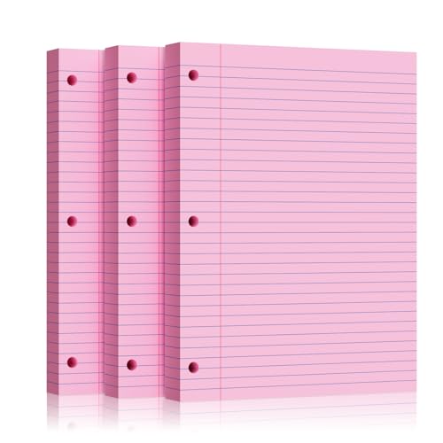 Rosa Loseblattpapier, 300 Blatt, 20,3 x 26,7 cm, College-liniert, 3-fach gelocht, Notizpapier für 3-Ringbinder, Notizblock, Schreibnotizblöcke, To-Do-Listen für Büro- und Schulbedarf Rosa Loseblattpapier, 300 Blatt, 20,3 x 26,7 cm, College-liniert, 3-fach gelocht, Notizpapier für 3-Ringbinder, Notizblock, Schreibnotizblöcke, To-Do-Listen für Büro- und Schulbedarf von Nichela