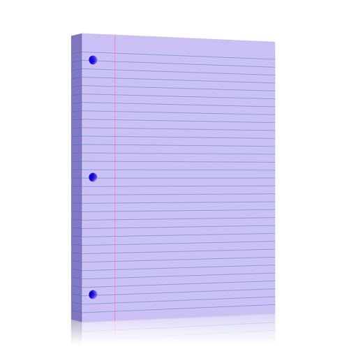 Violettes Loseblattpapier, 100 Blatt, 20,3 x 26,7 cm, College-liniert, 3-fach gelocht, Notizpapier für 3-Ringbinder, Notizblock, Schreibnotizblöcke, To-Do-Listen für Büro- und Schulbedarf Violettes Loseblattpapier, 100 Blatt, 20,3 x 26,7 cm, College-liniert, 3-fach gelocht, Notizpapier für 3-Ringbinder, Notizblock, Schreibnotizblöcke, To-Do-Listen für Büro- und Schulbedarf von Nichela