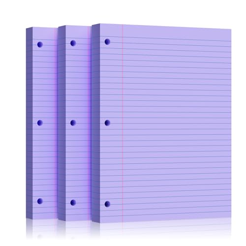 Violettes Loseblattpapier, 300 Blatt, 20,3 x 26,7 cm, College-liniert, 3-fach gelocht, Notizpapier für 3-Ringbinder, Notizblock, Schreibnotizblöcke, To-Do-Listen für Büro- und Schulbedarf Violettes Loseblattpapier, 300 Blatt, 20,3 x 26,7 cm, College-liniert, 3-fach gelocht, Notizpapier für 3-Ringbinder, Notizblock, Schreibnotizblöcke, To-Do-Listen für Büro- und Schulbedarf von Nichela