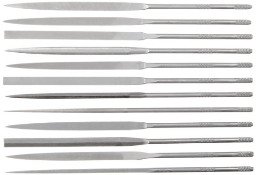 Nicholson 12-teiliges Nadelfeilen-Set mit Griffen, Schweizer Muster, Doppelschnitt, 4 Grobheit, 14,7 cm Länge von Nicholson