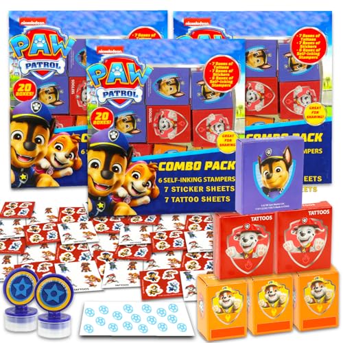 Paw Patrol Partygeschenk-Set ~ Paket mit 60 Stück Partygeschenkboxen mit Aufklebern, Tattoos und Stempeln für Kindergeburtstag, Paw Patrol Klassenzimmer-Preisboxen von Nickelodeon