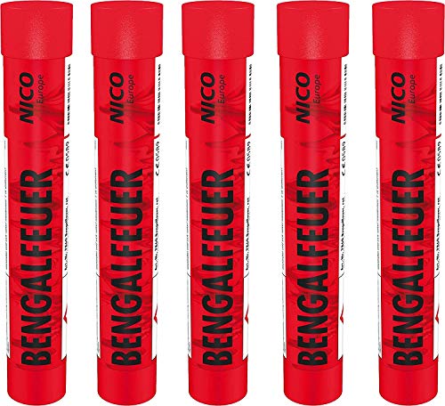 Bengalfeuer Rot blinkend 5 Stück Bengalfeuer Nico Bengalen Bengalo Feuerwerk (Rot-blinkend, 5) von Nico Europe