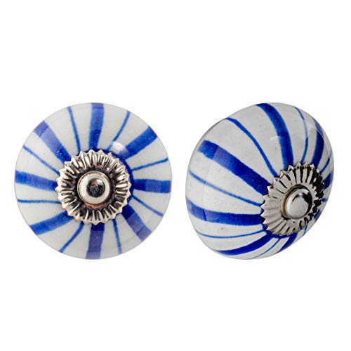 Nicola Spring Möbelknöpfe aus Keramik - Blumendesign - Dunkelblaue Linien - 6 Stück Nicola Spring Möbelknöpfe aus Keramik - Blumendesign - Dunkelblaue Linien - 6 Stück von Nicola Spring