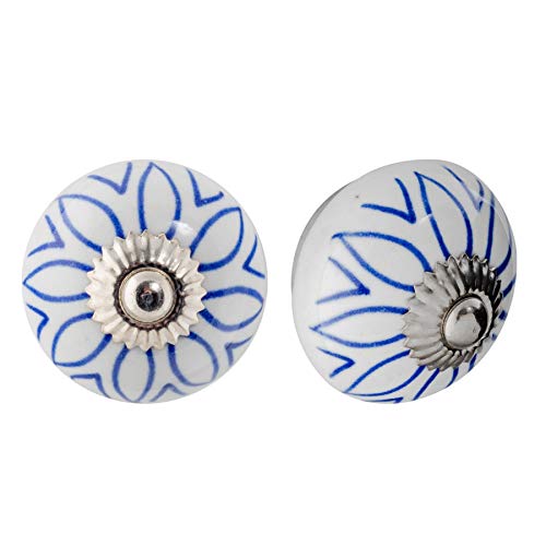 Nicola Spring Möbelknöpfe aus Keramik - Blumendesign - Hellblau - 12 Stück von Nicola Spring