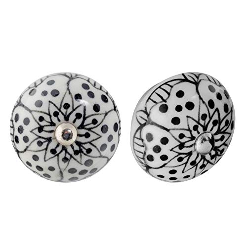 Nicola Spring Möbelknöpfe aus Keramik - Blumendesign - Weiß/Schwarz - 6 Stück Nicola Spring Möbelknöpfe aus Keramik - Blumendesign - Weiß/Schwarz - 6 Stück von Nicola Spring