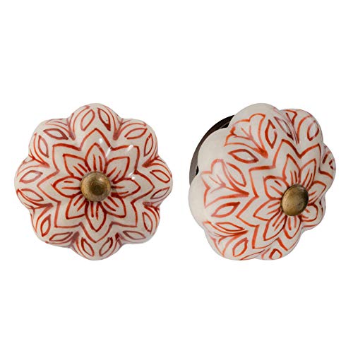 Nicola Spring Möbelknöpfe aus Keramik - Blumendesign im Vintage-Look - Dunkelrot - 12 Stück von Nicola Spring