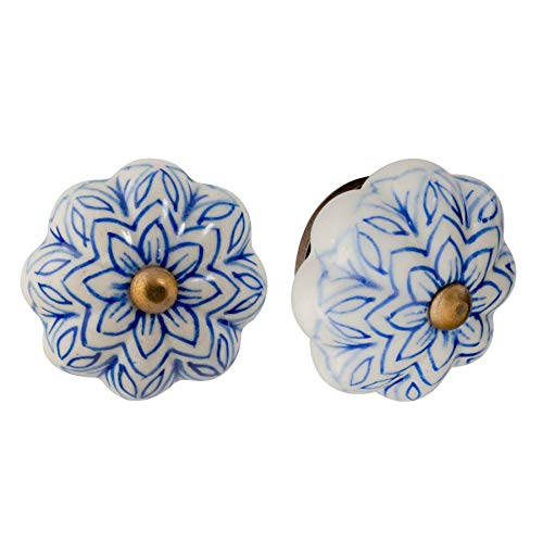 Nicola Spring Möbelknöpfe aus Keramik - Blumendesign im Vintage-Look - Hellblau - 12 Stück von Nicola Spring